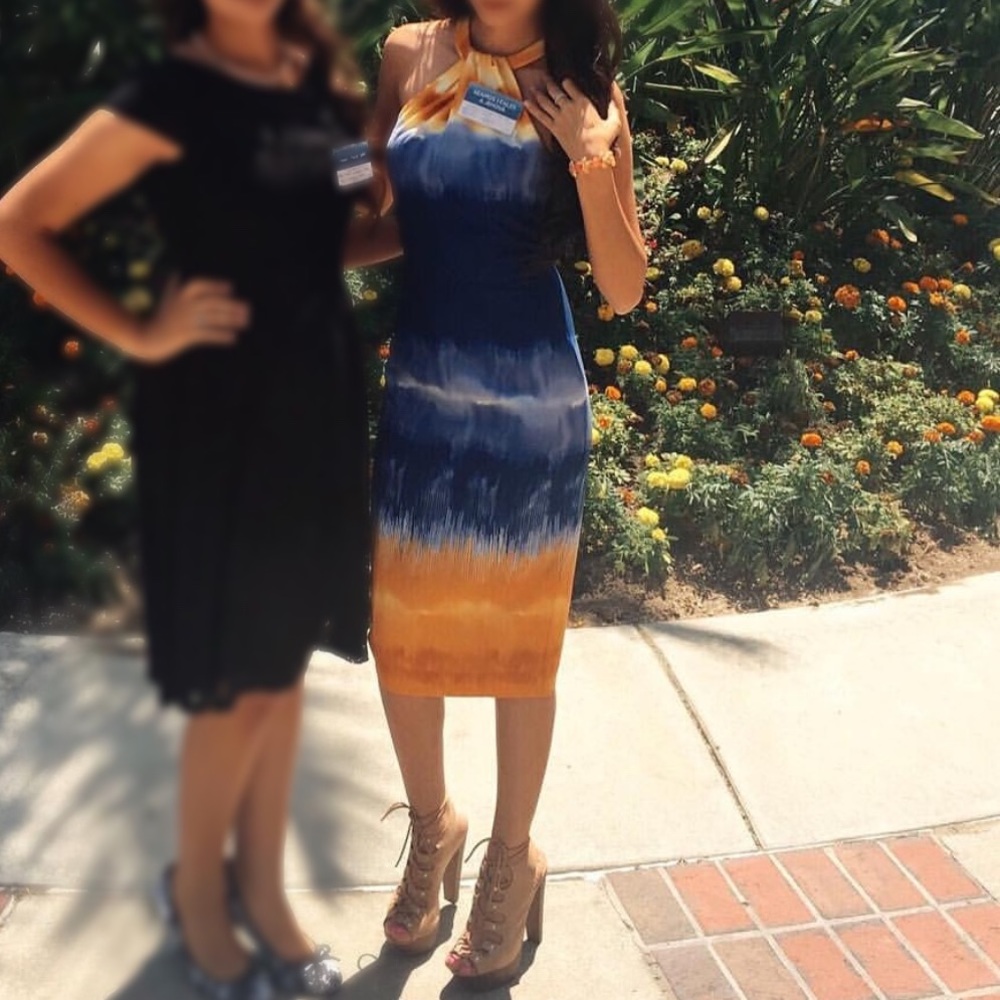 Blue & orange H&M midi dress